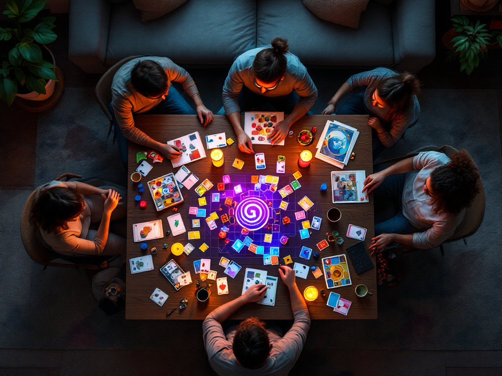 Family game night with board games